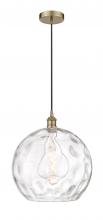  616-1P-AB-G1215-14-LED - Athens Water Glass - 1 Light - 13 inch - Antique Brass - Cord hung - Pendant