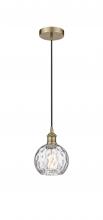  616-1P-AB-G1215-6-LED - Athens Water Glass - 1 Light - 6 inch - Antique Brass - Cord hung - Mini Pendant