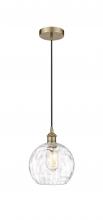  616-1P-AB-G1215-8-LED - Athens Water Glass - 1 Light - 8 inch - Antique Brass - Cord hung - Mini Pendant