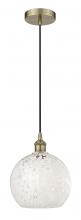  616-1P-AB-G1216-10WM - White Mouchette - 1 Light - 10 inch - Antique Brass - Cord Hung - Mini Pendant