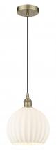  616-1P-AB-G1217-10WV - White Venetian - 1 Light - 10 inch - Antique Brass - Cord Hung - Mini Pendant