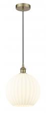  616-1P-AB-G1217-12WV - White Venetian - 1 Light - 12 inch - Antique Brass - Cord Hung - Mini Pendant