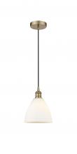  616-1P-AB-GBD-751-LED - Bristol - 1 Light - 8 inch - Antique Brass - Cord hung - Mini Pendant