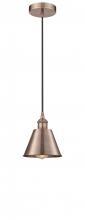  616-1P-AC-M8-LED - Smithfield - 1 Light - 7 inch - Antique Copper - Cord hung - Mini Pendant