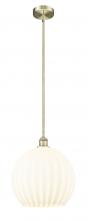  616-1S-AB-G1217-14WV - White Venetian - 1 Light - 14 inch - Antique Brass - Stem Hung - Pendant