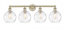  616-4W-AB-G1215-8 - Athens Water Glass - 4 Light - 35 inch - Antique Brass - Bath Vanity Light