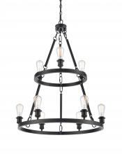  8203-BK - Saloon - 9 Light - 30 inch - Matte Black - Chain Hung - Chandelier