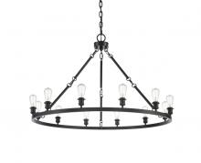  850-BK - Saloon - 12 Light - 50 inch - Matte Black - Chain Hung - Chandelier