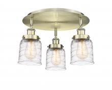  916-3C-AB-G513 - Bell - 3 Light - 17 inch - Antique Brass - Flush Mount