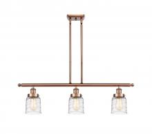  916-3I-AC-G513-LED - Bell - 3 Light - 36 inch - Antique Copper - Stem Hung - Island Light