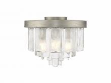  1768-FM PS-HWG - Ciara 3-Light Flush Mount in Peruvian Silver with Hammered Water Glass