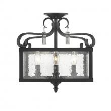  2049-SF BLK - Valencia Semi-Flush (Convertible) in Matte Black with Seeded Glass