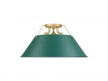  3306-3FM BCB-GN - Orwell 3-Light Flush Mount in Brushed Champagne Bronze with Pine Green