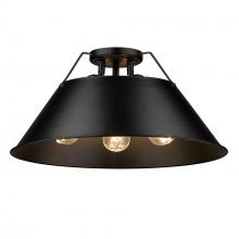  3306-3FM BLK-BLK - Orwell BLK 3 Light Flush Mount in Matte Black with Matte Black shade