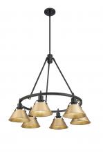  3306-6 BLK-BCB - Orwell BLK 6 Light Chandelier in Matte Black with Brushed Champagne Bronze shades