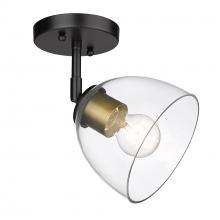  6958-SF BLK-BCB-CLR - Roxie Semi-Flush in Matte Black with Brushed Champagne Bronze and Clear Glass Shade