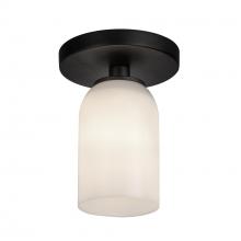  SF57704-BK/GO - Nola 4-in Black/Glossy Opal Glass 1 Light Semi-Flush