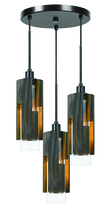  FX-3641-3 - 60W X 3 Reggio Wood Pendant Glass Fixture (Edison Bulbs Not included)