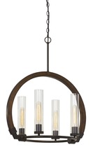  FX-3691-4 - 60W X 4 Sulmona Wood/Metal Chandelier With Glass Shade (Edison Bulbs Not inlcluded)