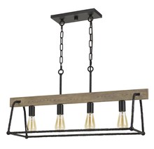  FX-3712-4 - Lockport Hang Forged  Metal/Wood Island Chandelier (Edison Bulbs Not included)