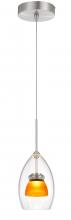  UP-128-CL-AMBFR - Integrated dimmable LED glass mini pendant light. 6W, 450 lumen, 3000K