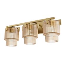  13156 - Hunter Ontario Luxe Gold with Amber Glass 3 Light Bathroom Vanity Wall Light Fixture