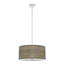  19381 - Hunter Solhaven Warm Grey Oak & Brushed Nickel with Painted Cased White Glass 3 Light Pendant