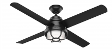  55086 - Hunter 54 inch Searow Matte Black WeatherMax Indoor / Outdoor Ceiling Fan with LED Light Kit