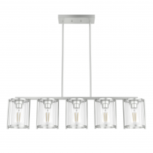  48012 - Hunter Astwood Brushed Nickel with Clear Glass 5 Light Chandelier Ceiling Light Fixture