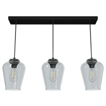 Hunter 19726 - Hunter Vidria Matte Black with Smoked Glass 3 Light Pendant Cluster Ceiling Light Fixture