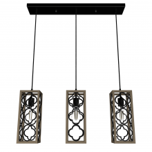 Hunter 19948 - Hunter Gablecrest French Oak and Rustic Iron 3 Light Pendant Cluster Ceiling Light Fixture