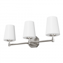  19881 - Hunter Nolita Brushed Nickel with Cased White Glass 3 Light Bathroom Vanity Wall Light Fixture