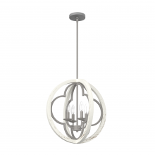  19094 - Hunter Gablecrest Painted Concrete and Rustic White 4 Light Pendant Ceiling Light Fixture