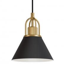 Hunter 13164 - Hunter Carrington Isle Matte Black and Luxe Gold 1 Light Mini Pendant Ceiling Light Fixture