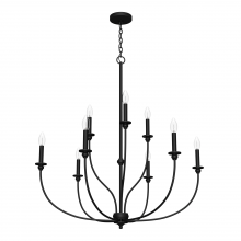 Hunter 19632 - Hunter Southcrest Matte Black 9 Light Extra Large Chandelier Ceiling Light Fixture