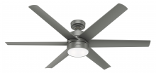  59625 - Hunter 60 inch Solaria ENERGY STAR® Matte Silver Damp Rated Ceiling Fan with LED Light Kit