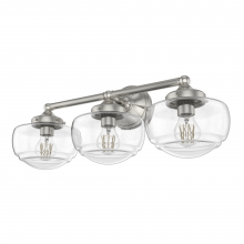  19461 - Hunter Saddle Creek Brushed Nickel with Seeded Glass 3 Light Bathroom Vanity Wall Light Fixture