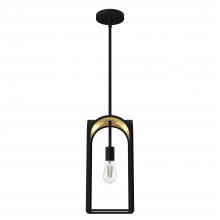  19737 - Hunter Dukestown Natural Black Iron and Gold Leaf 1 Light Pendant Ceiling Light Fixture