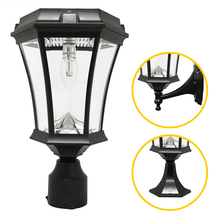  94B033 - Victorian Bulb Solar Light with GS Solar LED Light Bulb Wall Pier 3 Inch Fitter Mounts Black Finish