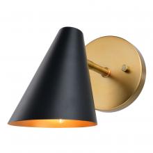  W0438 - Pryce 4.75-in. Wall Light Matte Black and Satin Brass