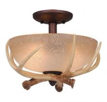  LK33012WP-C - Lodge 2L LED Antler Fan Light Kit or Semi Flush Ceiling Light (Dual Mount) Weathered Patina