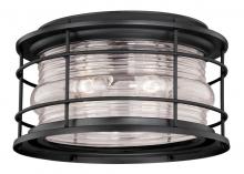  T0167 - Hyannis 12.63-in Outdoor Flush Mount Ceiling Light Textured Black