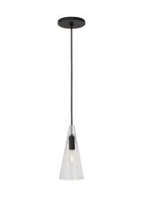  SLPD280CB-L - Sean Lavin Lustra 1-light dimmable small accent pendant with nightshade black finish and glass shade