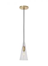  SLPD281CNB-L - Sean Lavin Selina 1-light dimmable small accent pendant with natural brass finish and glass shade