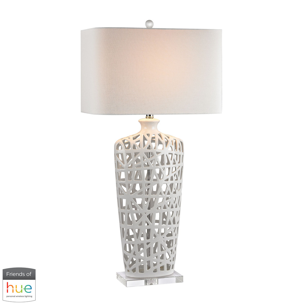 Woven Table Lamp in Gloss White - with Philips Hue LED ...