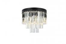  1201F20MB/RC - Sydney 9 Light Matte Black Flush Mount Clear Royal Cut Crystal