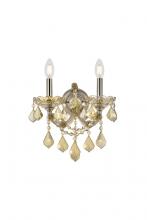  2800W2GT-GT/RC - Maria Theresa 2 Light Golden Teak Wall Sconce Golden Teak (Smoky) Royal Cut Crystal