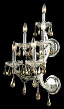  2801W5C-GT/RC - Maria Theresa 5 Light Chrome Wall Sconce Golden Teak (Smoky) Royal Cut Crystal