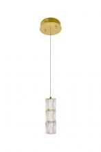  3500D1G - Polaris LED Light Gold Pendant Clear Royal Cut Crystal