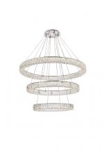 Elegant 3503G41LC - Monroe 41 Inch LED Triple Ring Chandelier in Chrome